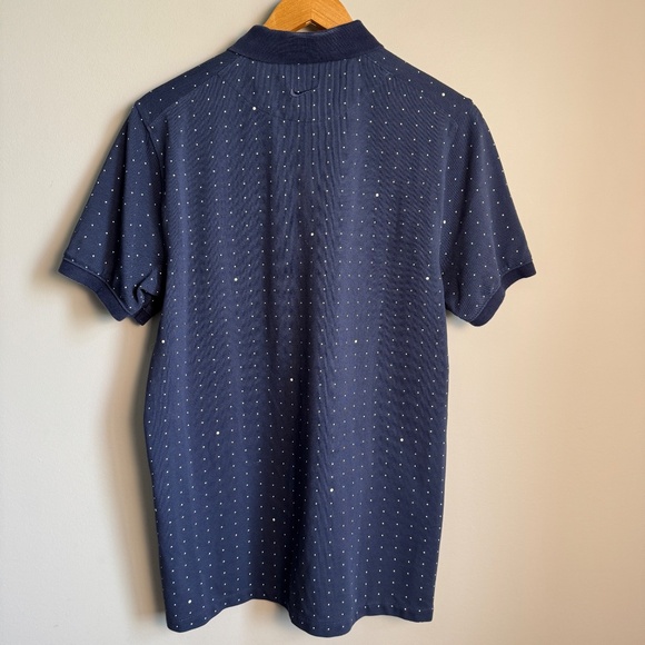 The Nike Polo Dri-Fit Men's Polka Dot Short Sleeve Casual Golf Polo Navy Large - Picture 6 of 14